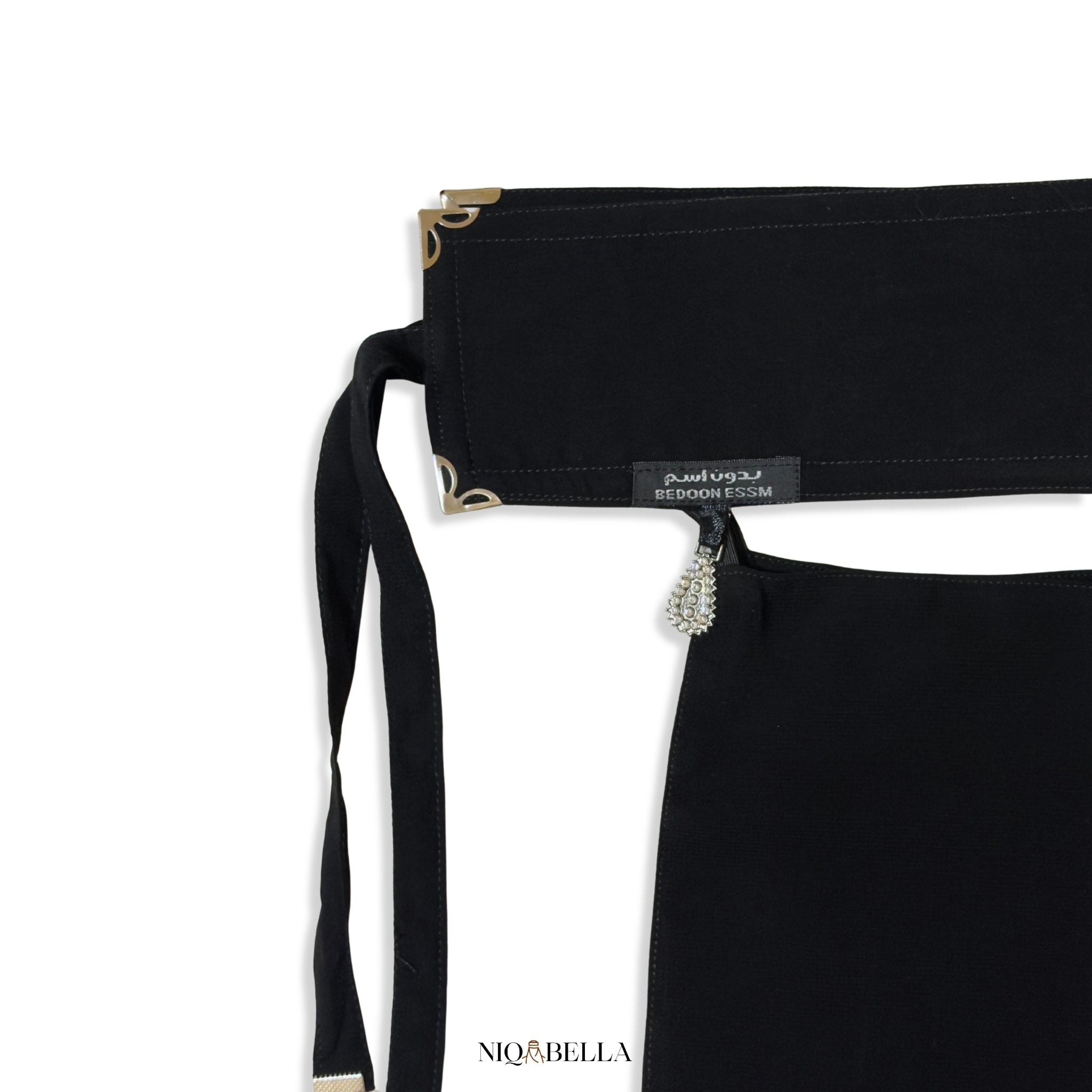 Short Saudi Niqab with Silver embellishment