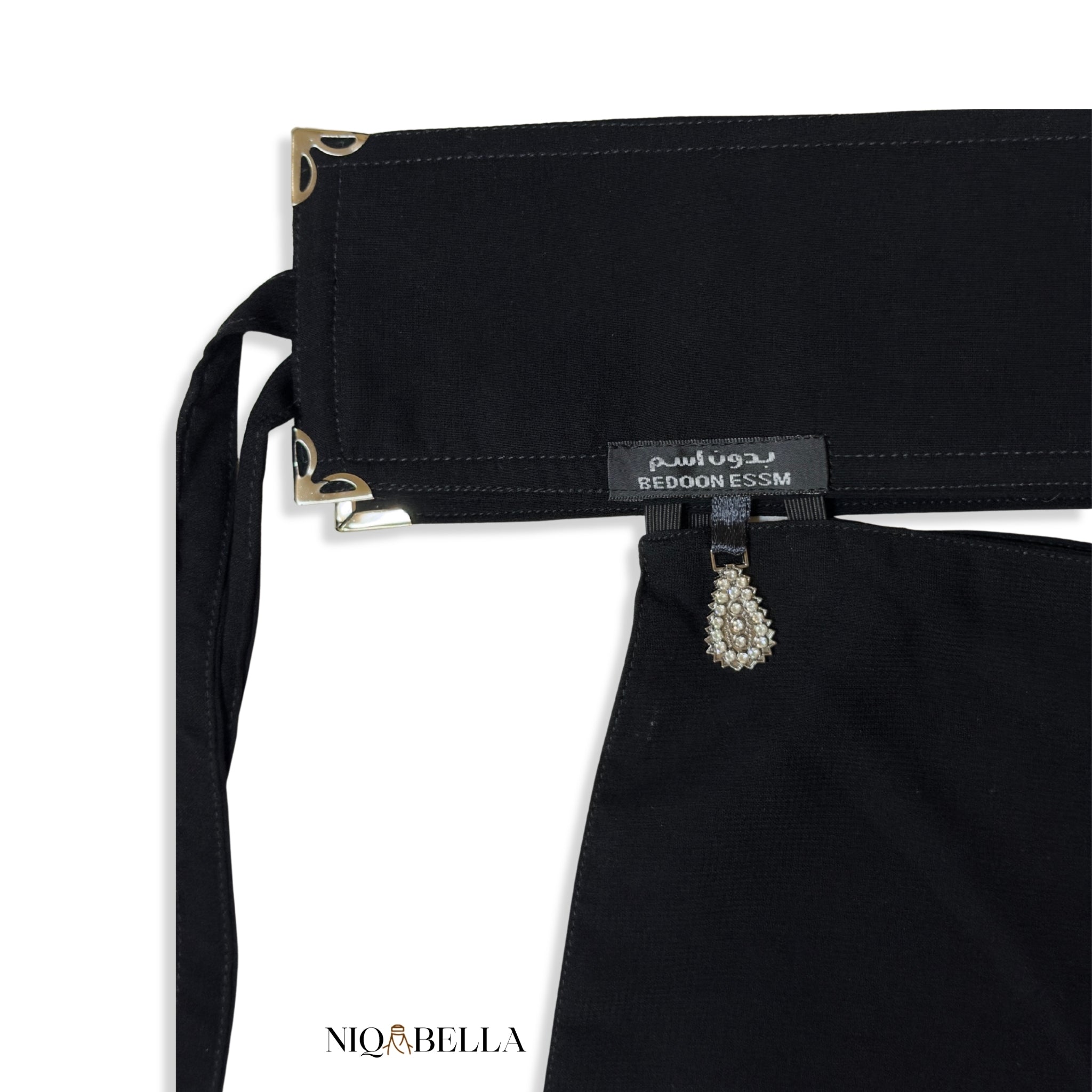 Medium Saudi Niqab with Silver embellishment